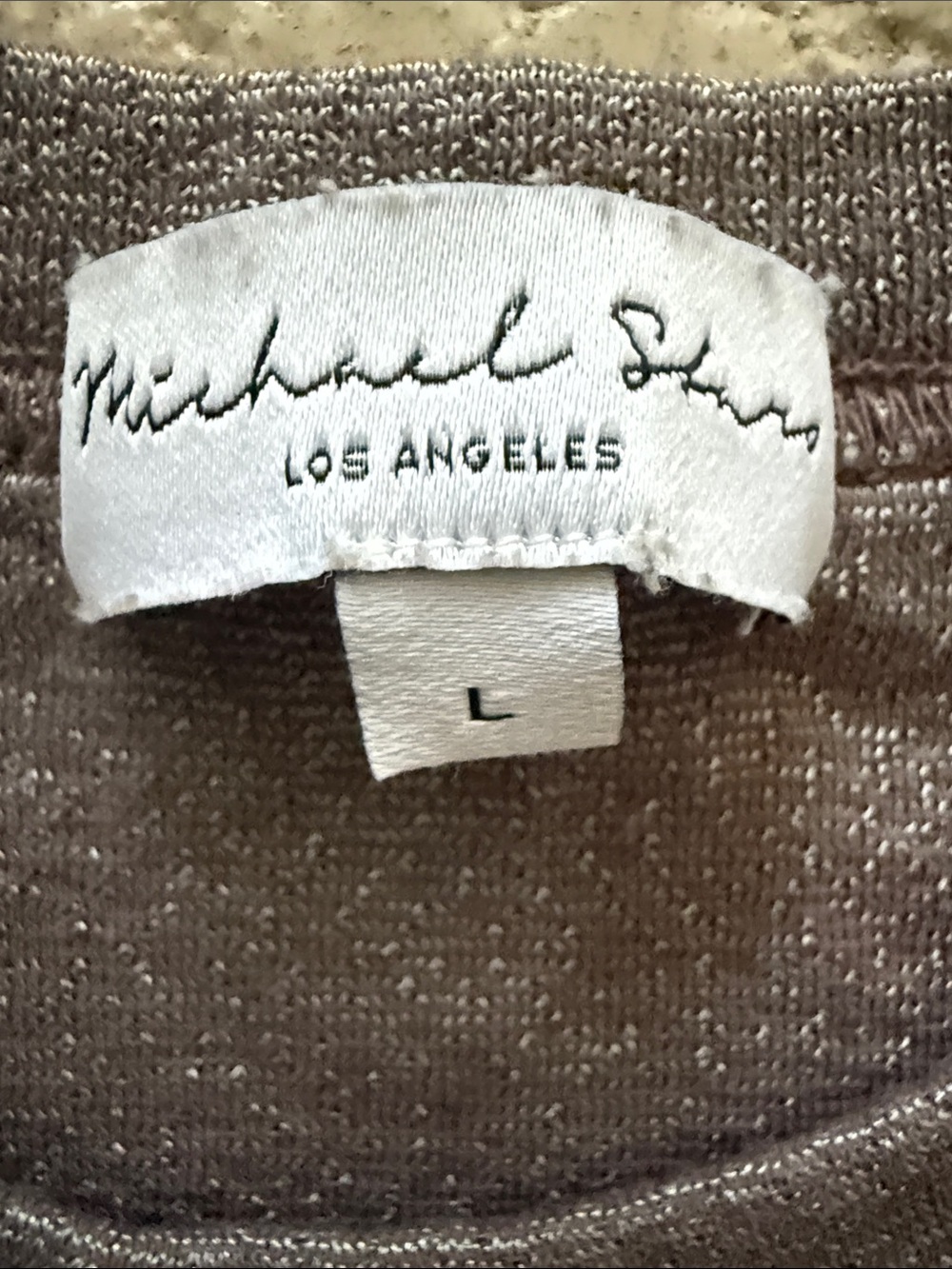 Michael Stars Heathered Taupe Crewneck Tee - Picture 2 of 4